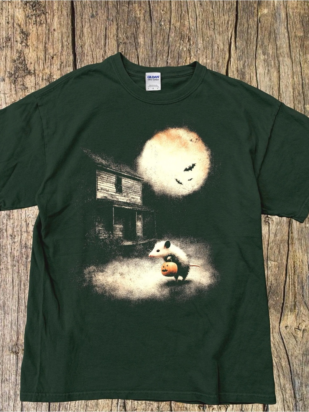 Halloween Opossum Pumpkin Graphic Tee Spooky Cottagecore Moon Farmhouse Vintage
